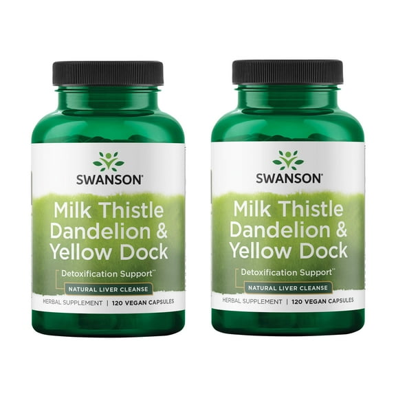 Swanson Milk Thistle, Dandelion & Yellow Dock - Herbal Liver Support Supplement - Natural Supplement Helping to Maintain Overall Health & Wellbeing - (120 Capsules) 1 Pack (2 Pack)
