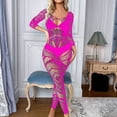 thumbnail image 2 of Odeerbi Women's Lingerie Bodysuit Set 2025 Valentine's Day Sexy Lingerie Fishnet Seamless Mesh Netting Stockings Chemise Hollow Out Bodysuit Sleepwear Hot Pink, 2 of 4
