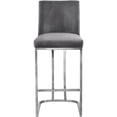 thumbnail image 4 of Heidi Grey Velvet Stool Set of 1-Color:Grey Velvet,Finish:Chrome,Style:Contemporary, 4 of 5