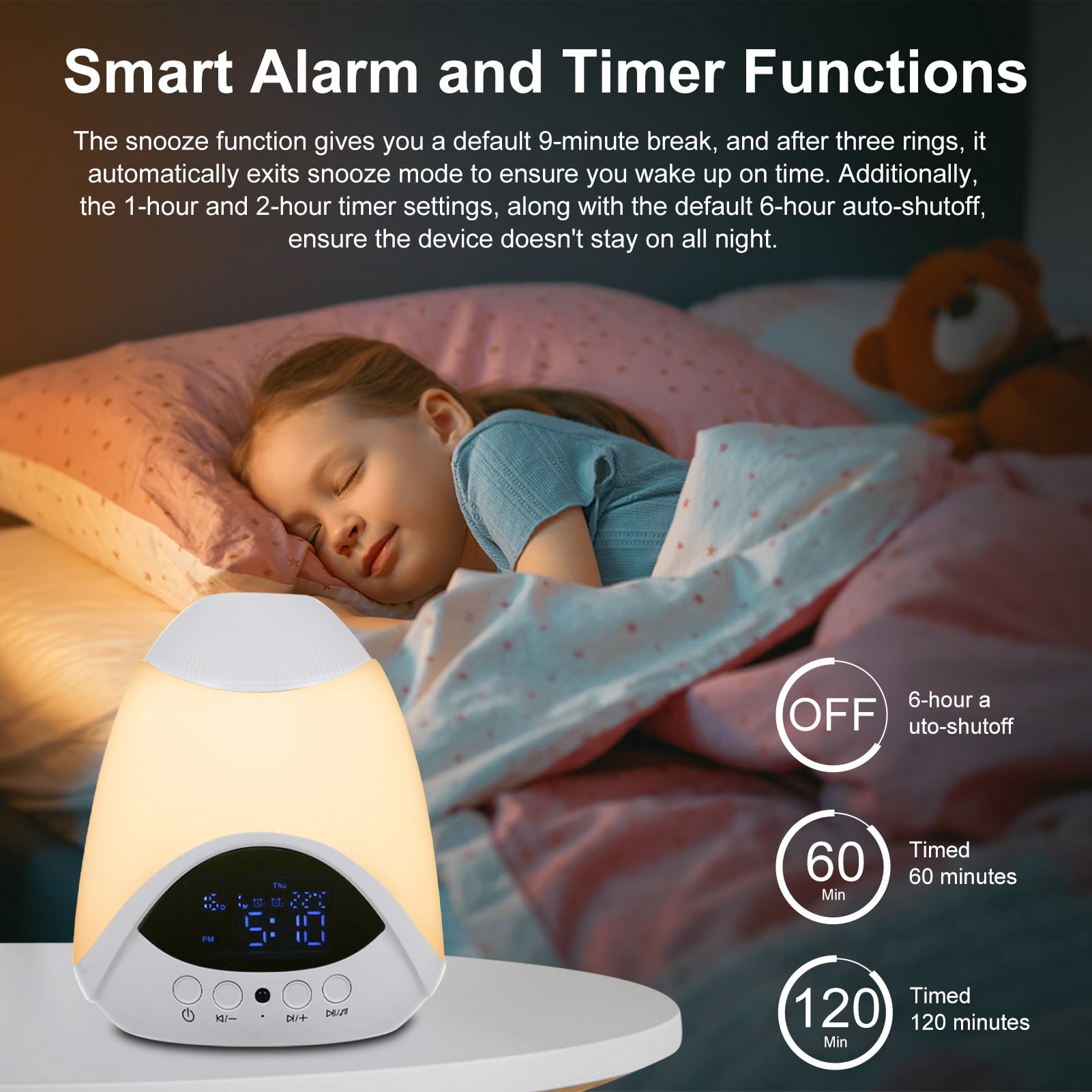 White Noise Sound Machine: 10-in-1 Sound Machine for Sleep with Alarm Clock, Night Light & Star Projector, Noise Machine with 16 Soothing Sounds, Timer, Remote Control, Temperature Monitor