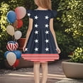 thumbnail image 4 of MKOSPLRT 4th of July Girl Dress Fly Sleeve Midi A Line Dress Crew Neck American Flag Dress Casual Independence Day Party Dress 3-12Y, 4 of 6