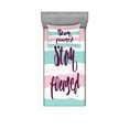 thumbnail image 2 of Saying Bedding Set with Sheet & Covers, Stay Focused Words with Horizontal Pastel Stripes Grunge Effect, Printed Bedroom Decor 2 Shams, 4 Sizes, Pale Pink Pale Blue, by Ambesonne, 2 of 3