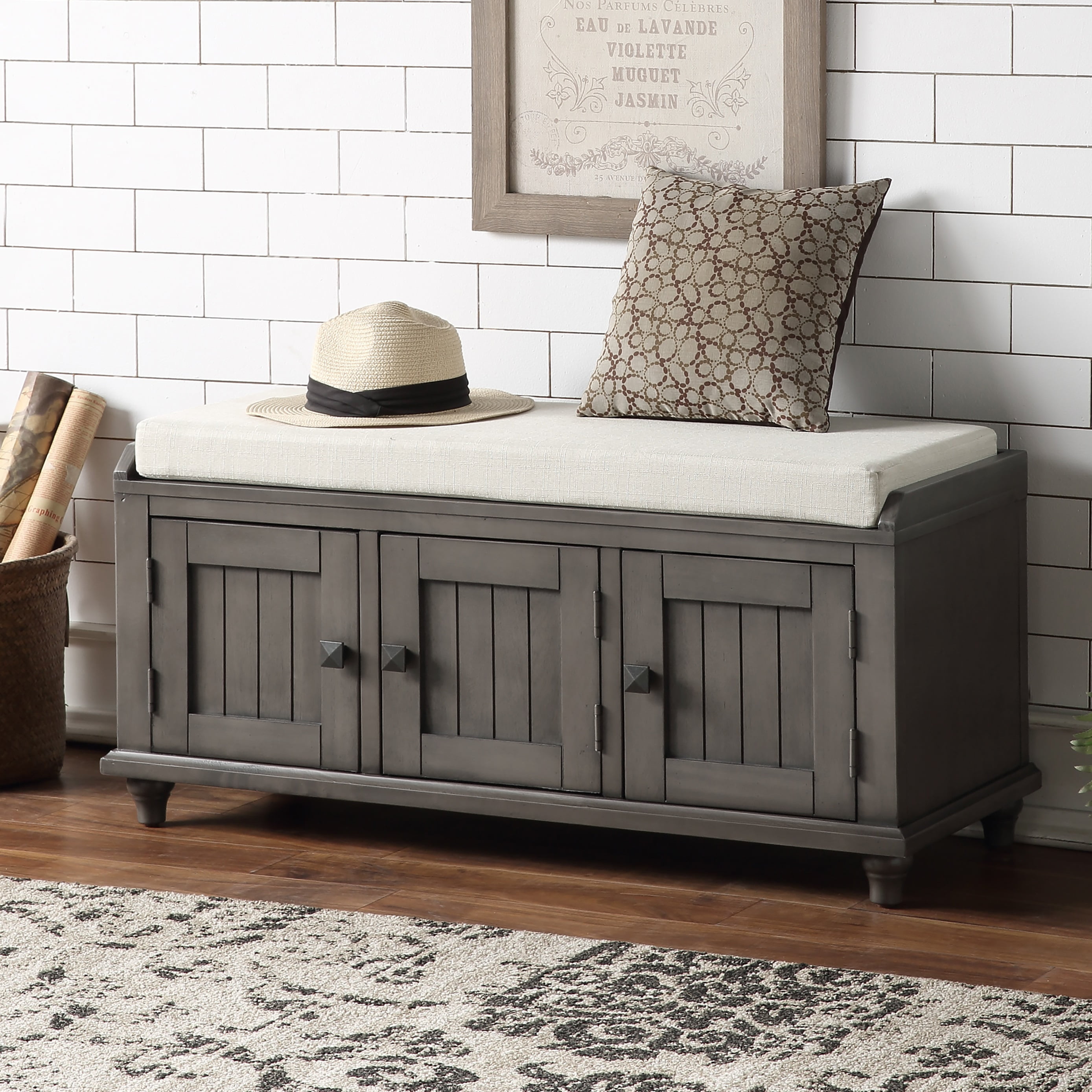 SYNGAR Entryway Storage Bench, Ottomans Footstools Seating with Bench