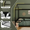 thumbnail image 6 of Euroco Metal Full Size Canopy Bed, Low Profile House Bed with Guardrails, Black, 6 of 10