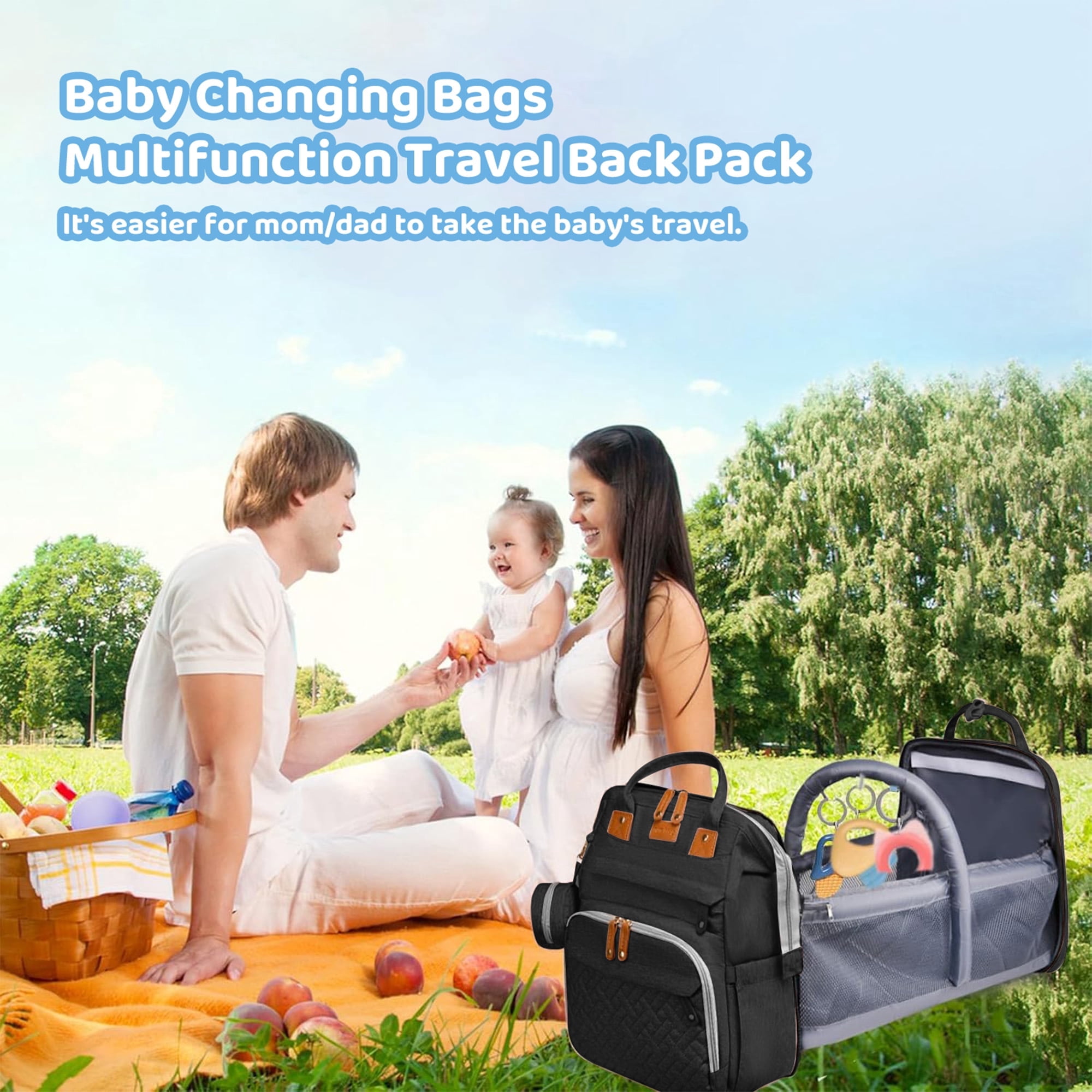 Anoak Baby Diaper Bag Backpack with Changing Station, Large Capacity Baby Bag, Waterproof Travel Backpack with USB Charging Port, Stroller Straps , Baby Shower Gifts