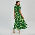 thumbnail image 2 of Green Clover Saint Patrick'S Day Printed Short Sleeve Maxi Dress, Irish St. Patrick'S Day Fashion Summer Maxi Dress For Women, 2 of 4