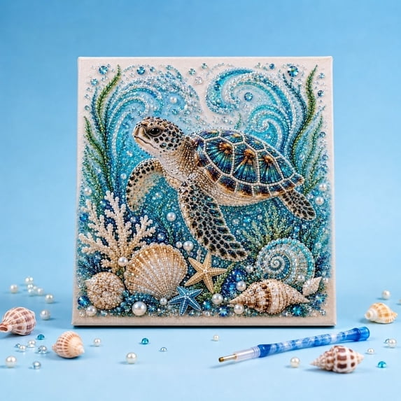 Dolphin Pearl Painting Kit 5D Diamond Art for Adults Kids, Ocean Theme DIY Mosaic Craft Set, Shimmering Sea Life Home Decor, Stress Relief Hobby Gift Beginners