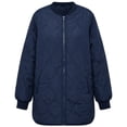 thumbnail image 4 of Vivianyo HD Women's Bomber Collar Long Quilted Jacket, Long Sleeve Lightweight Zip Up Winter Coat with Pockets, Sizes S-2XL, 4 of 8
