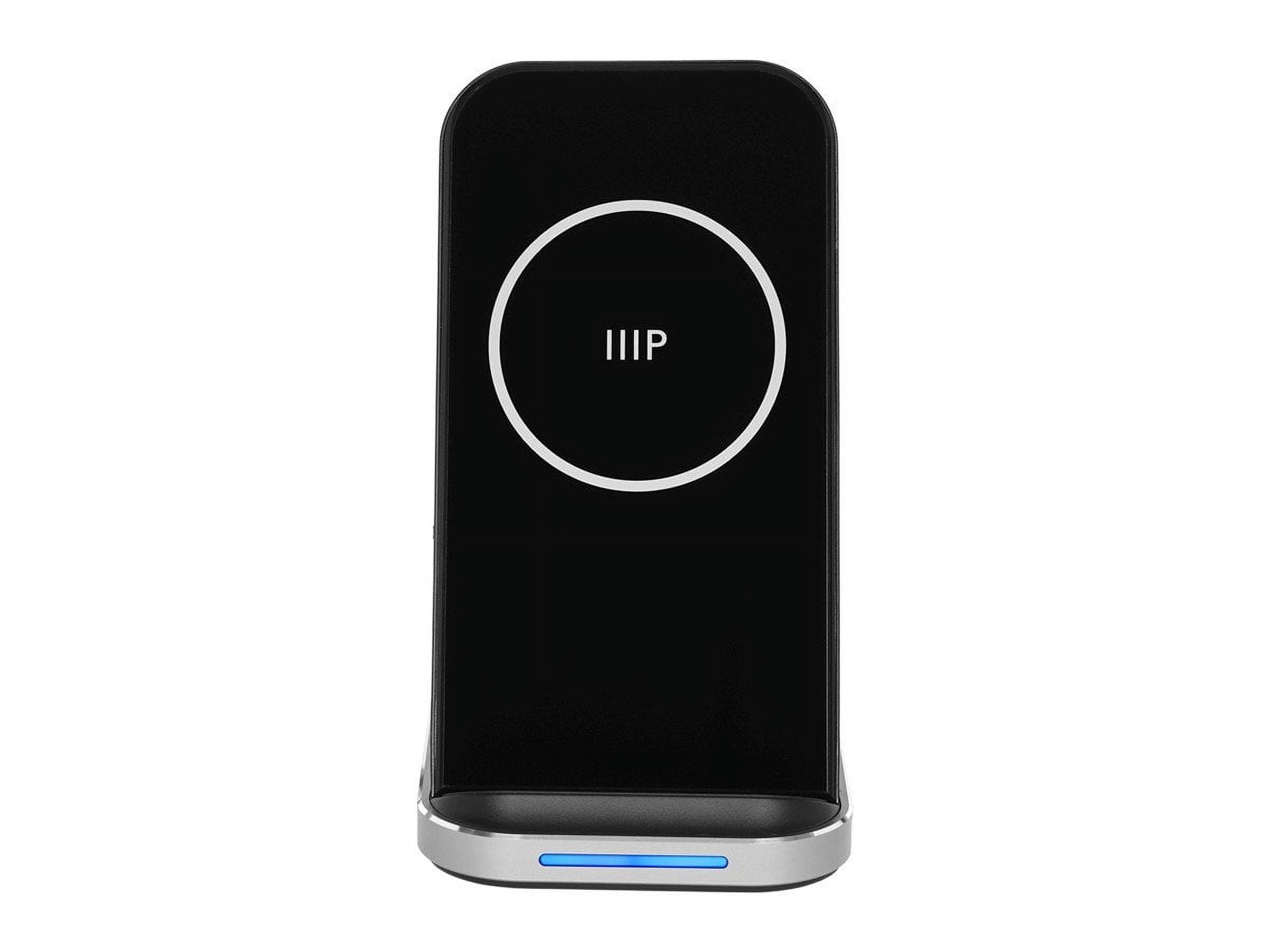 Monoprice 3‑in‑1 Wireless Charging Station for iPhone, Apple Watch, AirPods, Bundled with Quick Charge 3.0 Wall Charger, Fast Charging, Triple Sense LED Indicator, Detachable Watch Charger