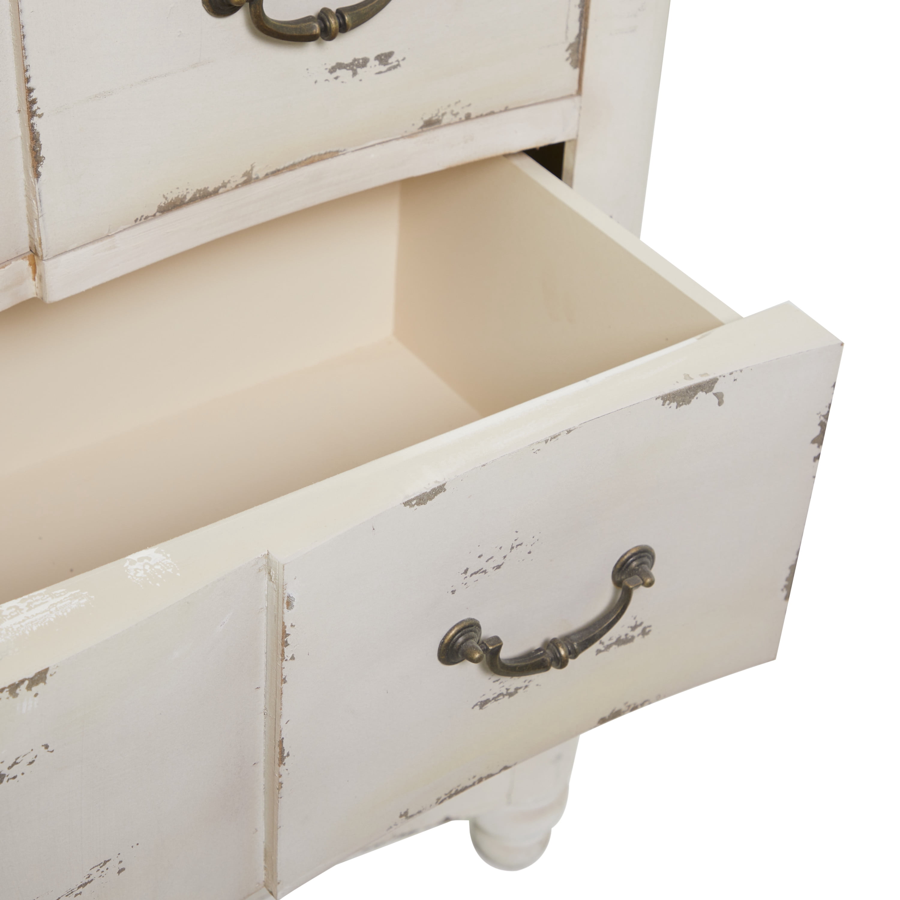 DecMode 42" x 35" Cream Wood 3 Drawers Chest, 1-Piece