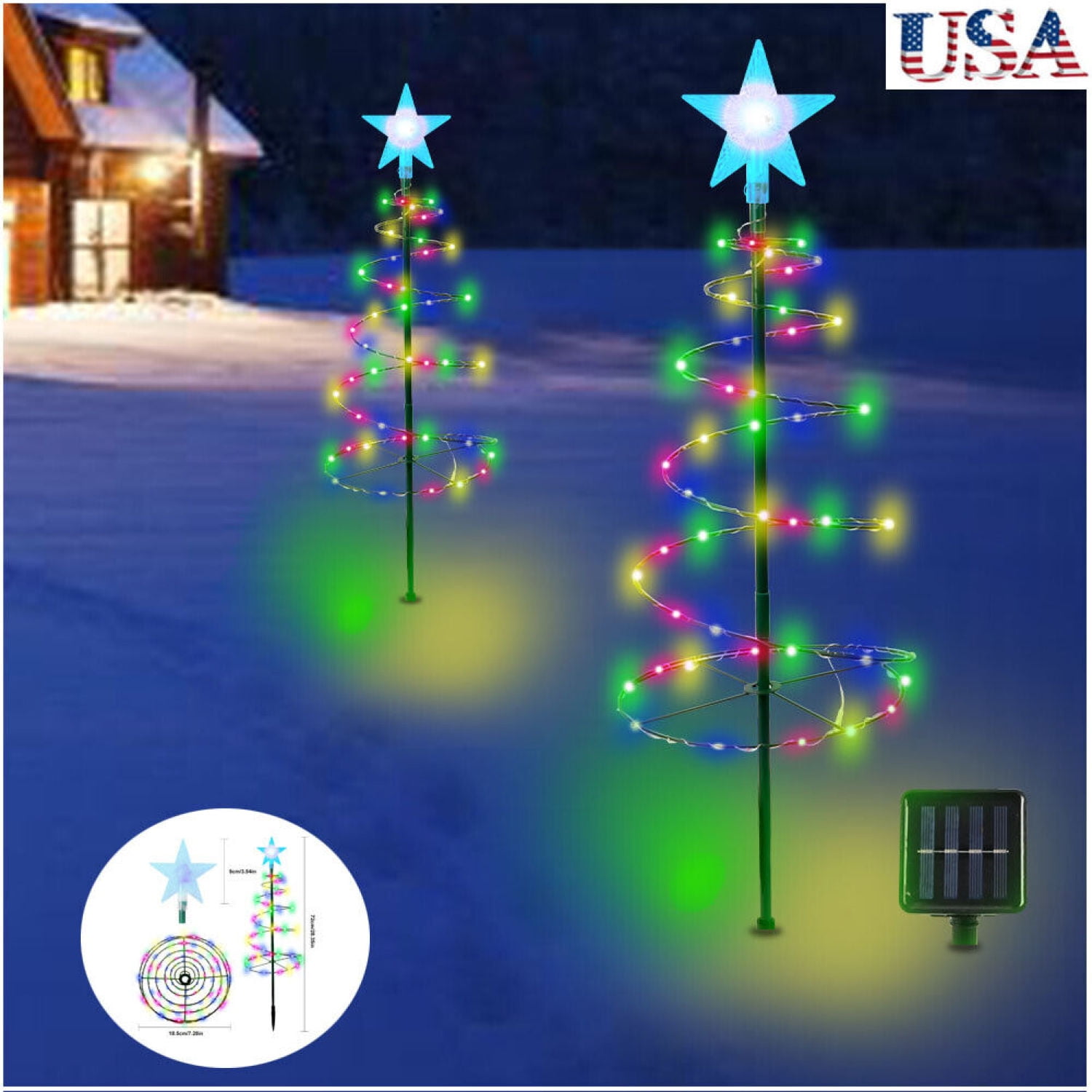 2 Modes Outdoor Solar Christmas Tree Lights LED Waterproof Garden Yard ...