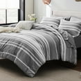 thumbnail image 6 of U by Bedsure King Comforter Set, 7 Pieces Gray White Striped Bedding Sets All Season, Bed in a Bag with Comforter, Sheets, Pillowcases & Shams, 6 of 9