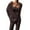 Coffee, variant on Riforla Women's Knitted Three Piece Cardigan Trouser Suit Two Piece Sets for Women Black L