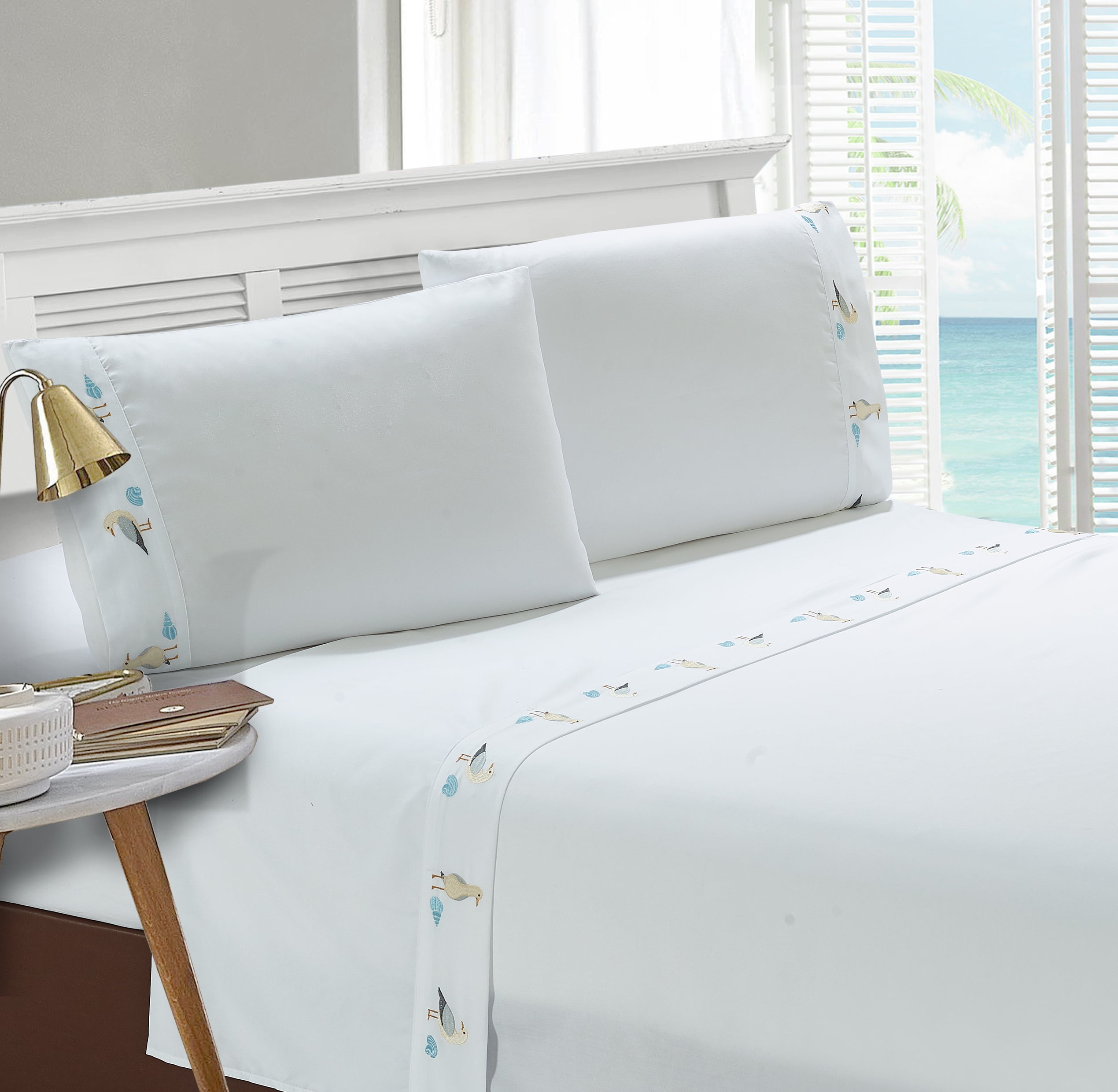 Harper Lane Embroidered Seabirds Sheet Set Twin