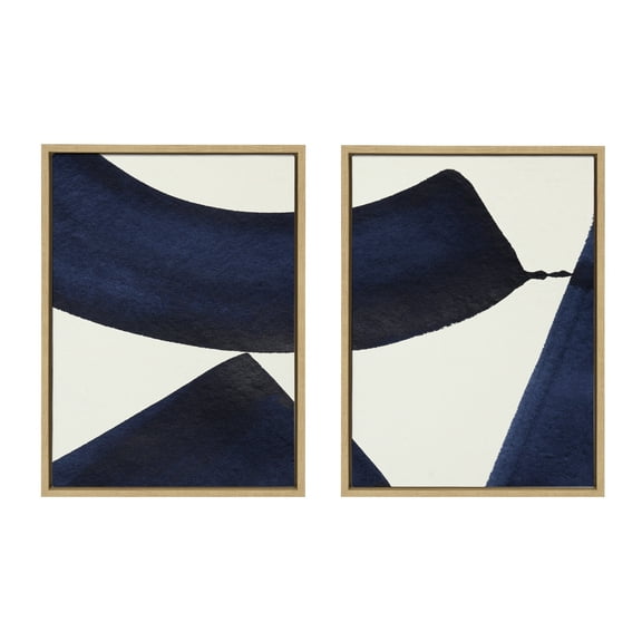 Kate and Laurel Sylvie Japandi 3 1 and 2 Framed Canvas Wall Art Set by Rocket Jack, 2 Piece 18x24 Natural, Modern Abstract Brushstrokes Art Set for Wall