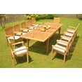 thumbnail image 4 of Grade-A Teak Dining Set: 10 Seater 11 Pc: 122" Atnas Double Extension Rectangle Table And 10 Wave Stacking Arm Chairs Outdoor WholesaleTeak #WMDSWV15, 4 of 4