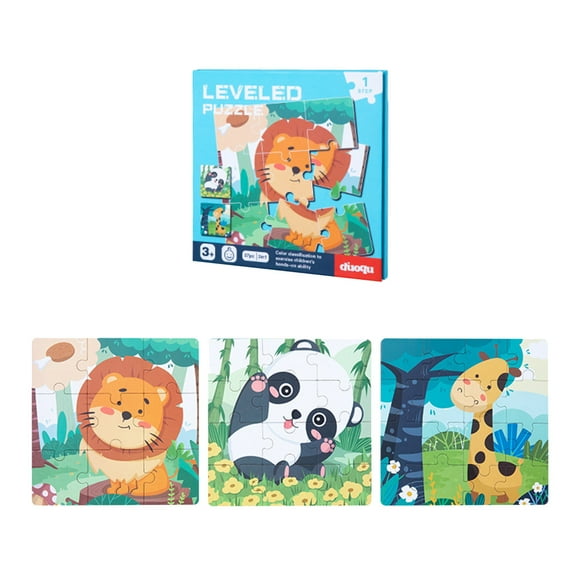 SIYTUAU Magnetic Puzzle Book For Kids 3-7 Years Wooden Activity Toy 3 In 1 Educational Brain Game With Forest Animals Theme Advanced Learning Set Model A A