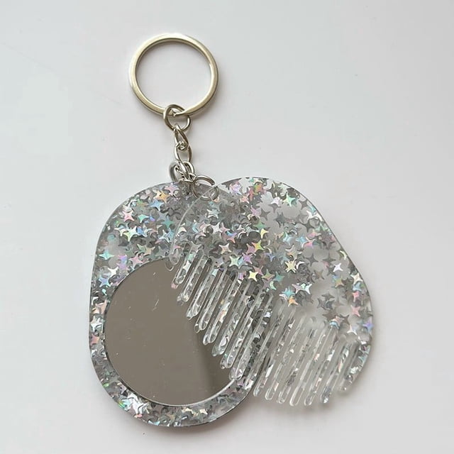 Llavero con espejo y peine multifuncional, moderno y versátil, colgante para bolso, espejo de maquillaje portátil, combinación de espejo y peine.