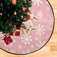 thumbnail image 4 of Coolnut Christmas Pink Snowflakes Christmas Tree Mats Waterproof Tree Skirt, Hello Winter Xmas Tree Stand Tray Mat Floor Protector Pad for Holiday Party Decoration, 28.3", 4 of 6
