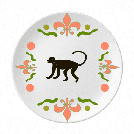 

Black Monkey Animal Portrayal Flower Ceramics Plate Tableware Dinner Dish