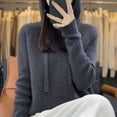 thumbnail image 3 of Suéter de cachemira, suéter de punto con capucha para mujer, suéter de moda coreana, sudadera con capucha holgada que combina con todo, 3 of 6