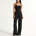 thumbnail image 6 of Stamzod Summer Jumpsuits for Women 2026 Trendy Fashion Halter Sleeveless Wide Leg Jumpsuit Loose Casual Black Romper with Pocket Beach Vacation Clothes Black S, 6 of 6