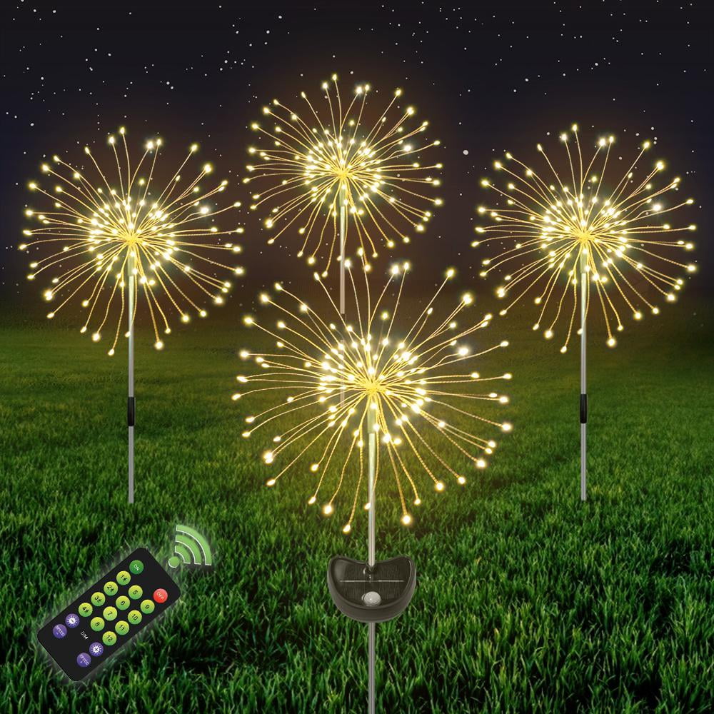 NOGIS Fireworks Solar Lights Outdoor 4 Pack 480 LED Lights Solar