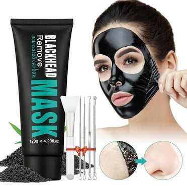 Mooyam Blackhead Remover Mask Kit, Charcoal Peel-off Facial Mask with Brush and Pimple Extractors, Deep Cleansing for Face Nose Blackhead Pores, For All Skin Types 4.23 fl oz