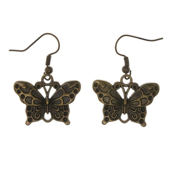 Butterfly Antique Dangle-Earrings Gold-Tone Color #LQE2813