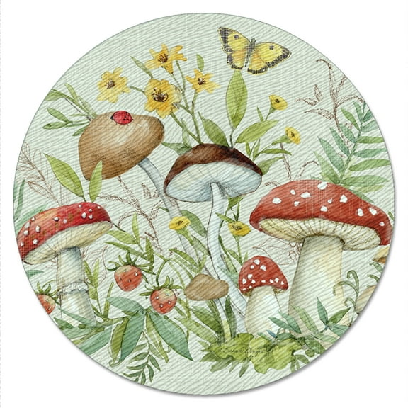 CounterArt Spring Mushrooms 13" Round Lazy Susan Turntable
