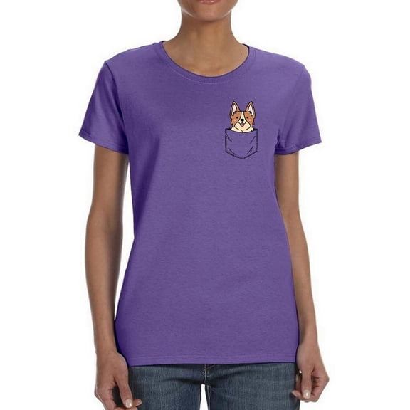Cute Dog Pocket Shaped T-Shirt Women -Smartprints Designs, Female 3X-Large