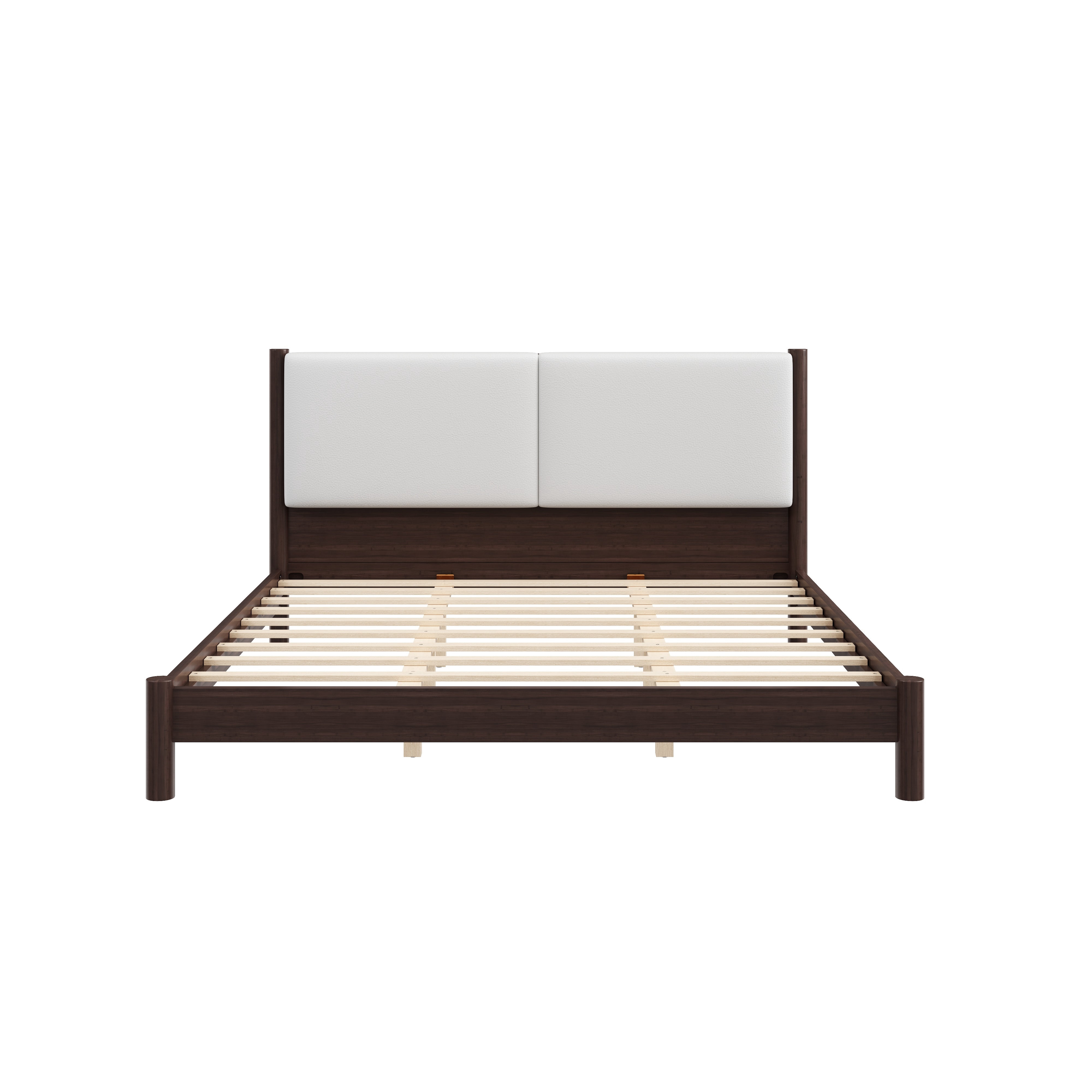 Euroco Wood King Size Platform Bed with PU Leather Headboard, No Box Spring Needed, Espresso