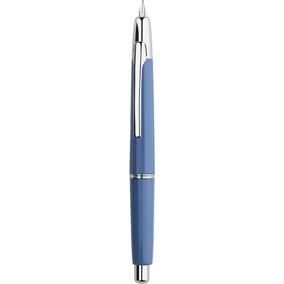 Majohn A2 Press Fountain Pen Extra Fine Nib with Box, Retractable Blue Resin Ink Pen with Converter Writing Pen Set (Silver Clip Versionï¼