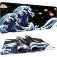 thumbnail image 2 of Gaming Mouse Pad Large XL XXL Mouse Pad, Japanese Sea Wave Large Mouse Pad, 31.5 x 11.8inches 2mm Non-Slip Rubber Base Desk Mat, 2 of 7
