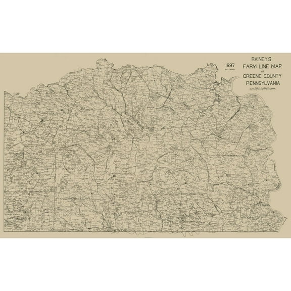 Historic County Map - Greene County Pennsylvania - Rainey 1897 - Vintage Wall Art