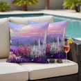 thumbnail image 5 of Spring Flowers Pillow Covers 2 Pack Oil Painting Purple White Lavender Floral Gradient Pink Purple Pillowcase Waterproof Outdoor Throw Pillow Cover for Patio Garden Square Cushion 26”x26”, 5 of 9