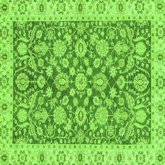 Ahgly Company Indoor Square Oriental Green Traditional Area Rugs, 5' Square