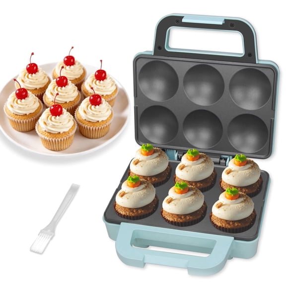 Mailand 6-Count Cupcake Maker, Bakes 6 X 2.5 Inch Cupcakes, Muffins, Pizza Cups, Aqua