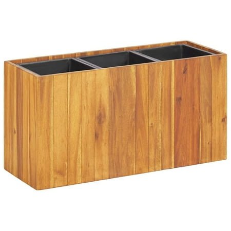 Anself Garden Raised Bed with 3 Pots Solid Acacia Wood