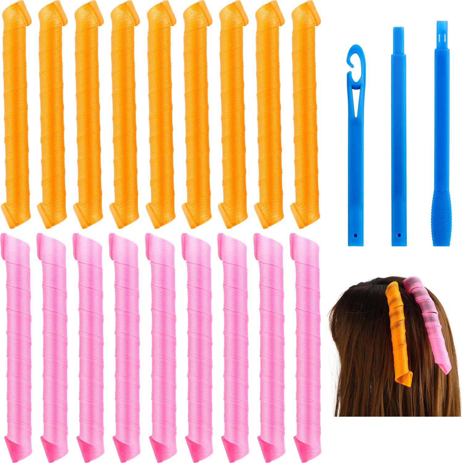 18 Pieces Hair Curlers Spiral Curls Magic Styling Kit No Heat Hair