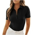 thumbnail image 2 of ALLLIST V-Neck Dressy Tops for Women Button Solid Short Sleeve Black T-Shirts Spring Blouse, 2 of 8