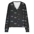 thumbnail image 4 of WRKEKC Botanical Print French Wool Plush Jacket Button Front Fall Winter Soft Coat with Pockets for Coffee Run and Weekend Style Black XXL, 4 of 4