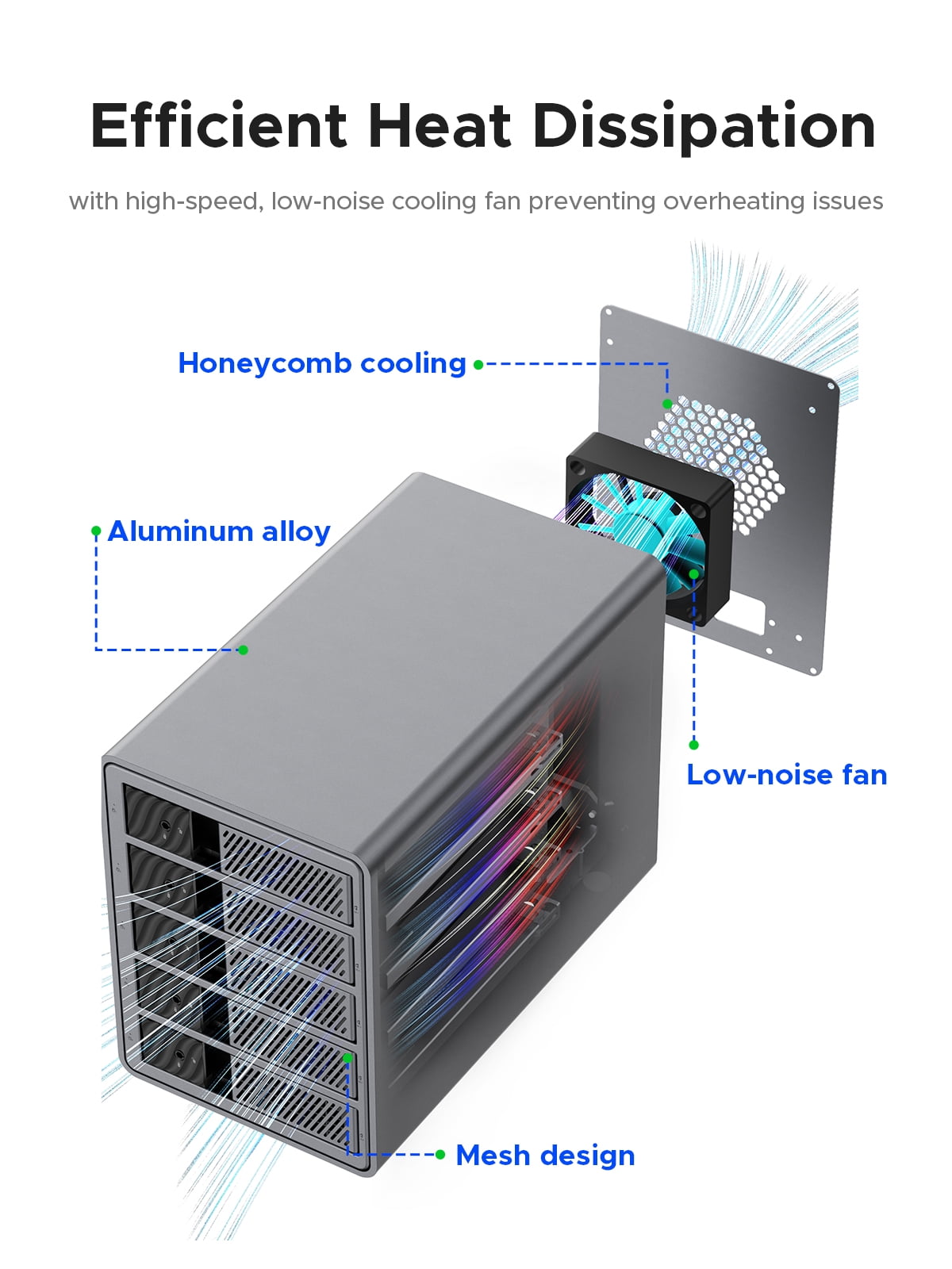 ORICO 4 Bay SATA Hard Drive Docking Station for 3.5" HDD/SSD Hard Drive Enclosure USB3.0 5Gbps DAS PRO 150W Power Build-in Cooling Fan for Business User Aluminum (9848RU3)