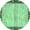 thumbnail image 1 of Ahgly Company Machine Washable Indoor Round Abstract Turquoise Blue Modern Area Rugs, 6' Round, 1 of 4