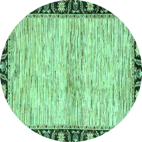Ahgly Company Machine Washable Indoor Round Abstract Turquoise Blue Modern Area Rugs, 6' Round