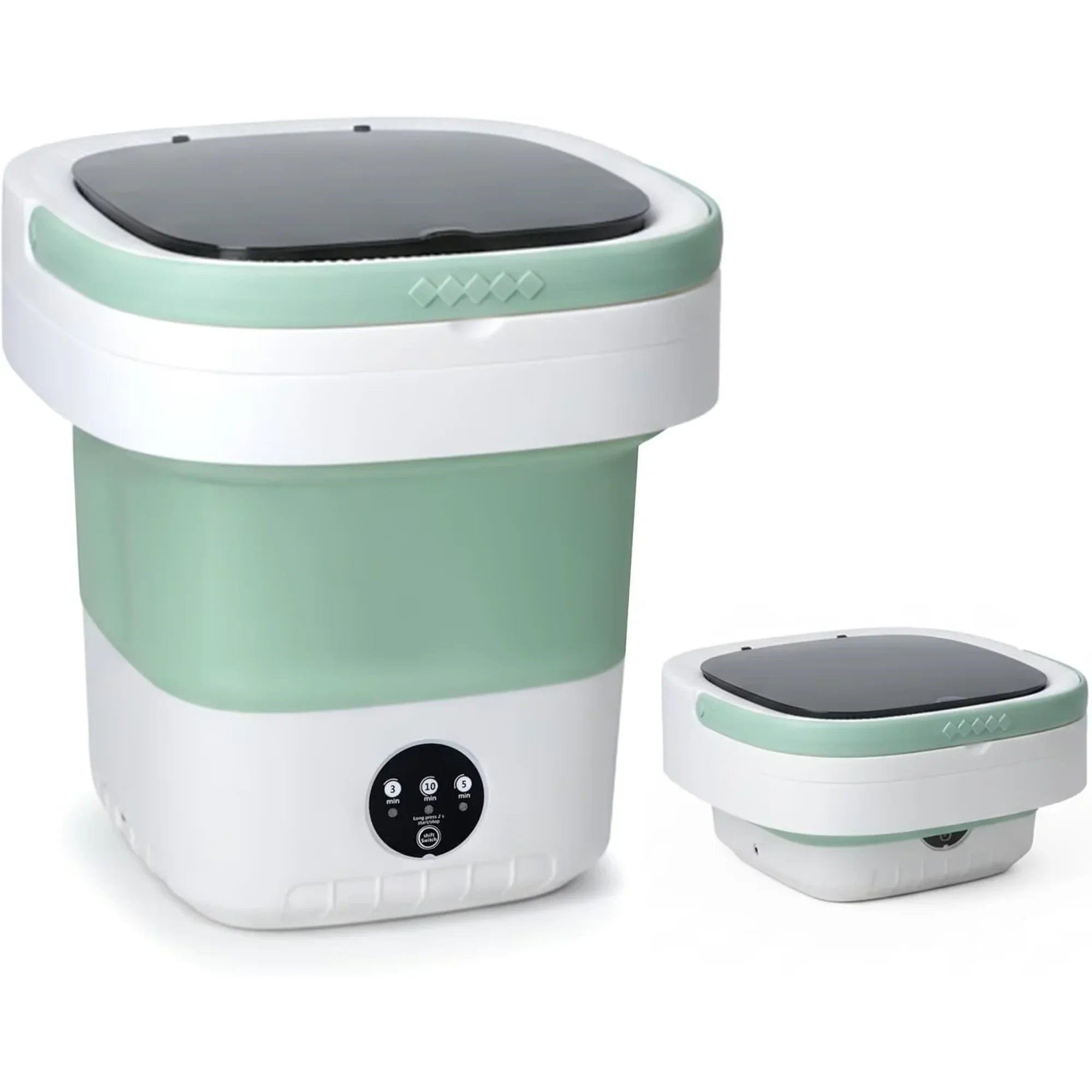 QUIOCOZY Portable Washing Machine, 16L Mini Foldable Washer with Spin Basket, 3 Modes for Apartments & Travel, Green