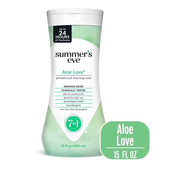 (2 Pack) Summer’s Eve Aloe Love Gentle Daily Feminine Wash, Removes Odor, pH Balanced, 15 fl oz