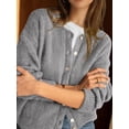 thumbnail image 3 of Gynyvoja Long Sleeve Crewneck Button Down Womens Sweaters Spring Open Front Chunky Cardigan for Women Gray M, 3 of 9