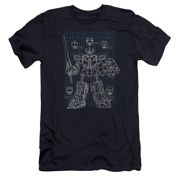 Power Rangers Mega Plans Premium Adult 30/1 T-Shirt Navy