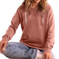 thumbnail image 3 of Plebaso Women's V Neck Hoodies Long Sleeve Fall Hooded Sweatshirts Casual Athletic Pullover Tops, 3 of 4